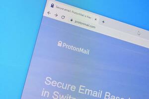 Homepage of proton mail website on the display of PC, url - protonmail.com. photo