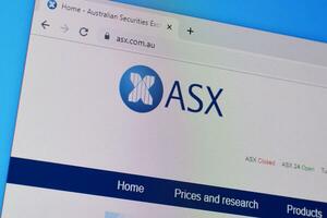 Homepage of asx website on the display of PC, url - asx.com.au. photo