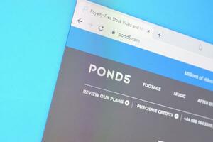 Homepage of pond5 website on the display of PC, url - pond5.com. photo