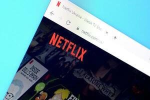 Homepage of netflix website on the display of PC, url - netflix.com. photo