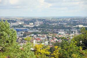 LVIV, UKRAINE - SEPTEMBER 11, 2022 Panorama view of the historical old city in Lviv, Ukraine photo