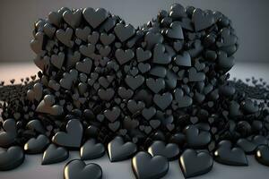 Lots of black hearts. Neural network AI generated photo