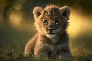 cute little lion cub. Neural network AI generated photo