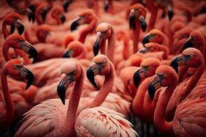Beautiful and Wild - Flamingos. Neural network AI generated photo