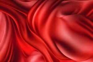 resumen lujo rojo seda tela paño o líquido ola o textura satín antecedentes. neural red ai generado foto