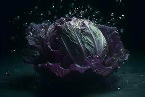 Cabbage on a black background. Neural network AI generated photo