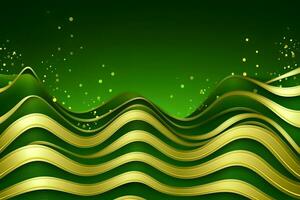 Green and gold abstract background. Neural network AI generated photo