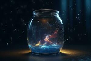 Space inside a glass jar. Neural network AI generated photo