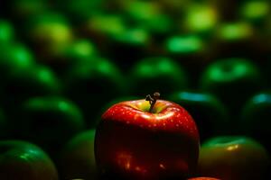 un montón de verde y rojo manzanas antecedentes. neural red ai generado foto