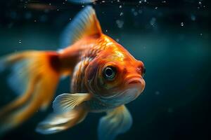 goldfish on a dark background. Neural network AI generated photo