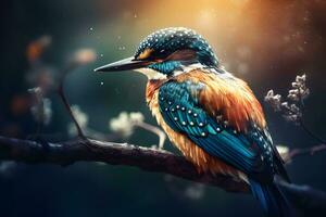 colorful fantasy little bird. Neural network AI generated photo