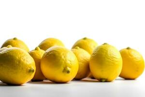Lemon fruit isolated on white. Neural network AI generated photo