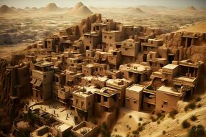 Ancient city in the desert rocks. Neural network AI generated photo