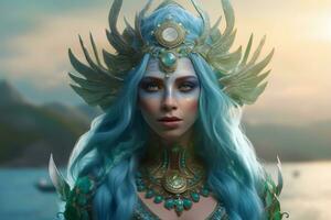 Beautiful magical fantasy woman. Neural network AI generated photo