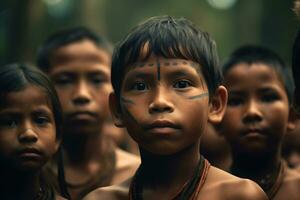 indios desde el brasileño Amazonas de el desana étnico grupo. neural red ai generado foto