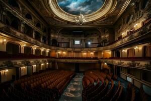 el interior de el salón en el teatro. neural red ai generado foto