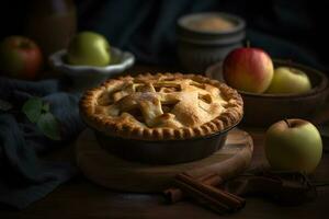 Homemade apple pie. Neural network AI generated photo