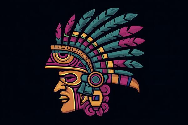 mexican aztec skull warrior Generative AI Stock Illustration