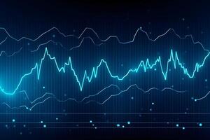 Stock exchange market graph analysis background. Neural network AI generated photo