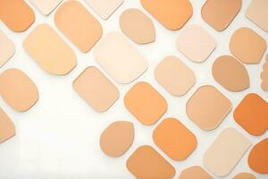 Makeup liquid foundation, beige concealer smears set. Light brown cosmetic make up base cream swatch smudge isolated on white background. BB CC cream texture. Neural network AI generated photo