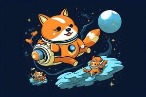 Cute Corgi Dog Astronaut. Neural network AI generated photo