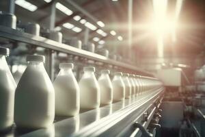 milk production in a factory. Neural network AI generated photo