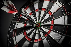 The darts isolated on black background. Neural network AI generated photo