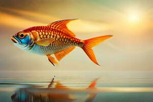 a fish is jumping out of the water. AI-Generated photo