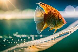 un pescado nadando en el agua con burbujas generado por ai foto