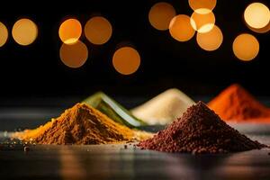 colorful spices on a table. AI-Generated photo