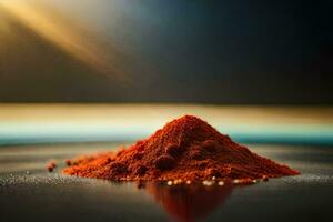 a pile of red powder on a table. AI-Generated photo