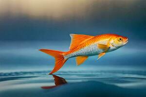 a goldfish is swimming in the water. AI-Generated photo