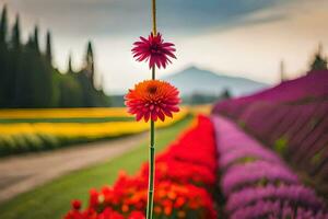 vistoso flores en un campo. generado por ai foto