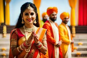 indio Boda en Delhi. generado por ai foto