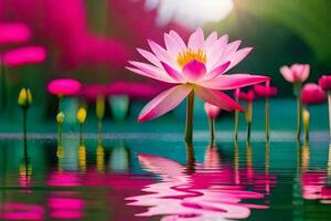 pink lotus flower in water with pink background. AI-Generated photo