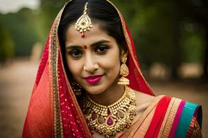 a beautiful indian bride in traditional attire. AI-Generated photo