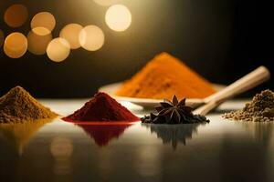 spices and spices on a table. AI-Generated photo