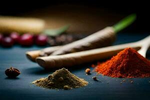 spices and spices on a dark table. AI-Generated photo
