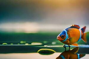 un payaso pescado en el agua con un reflexión. generado por ai foto