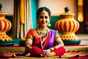 a beautiful indian bride in traditional attire. AI-Generated photo