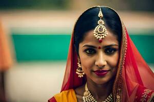 a beautiful indian bride in traditional attire. AI-Generated photo