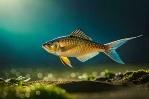 un pescado es nadando en el agua. generado por ai foto