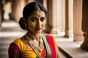 a beautiful indian woman in traditional attire. AI-Generated photo