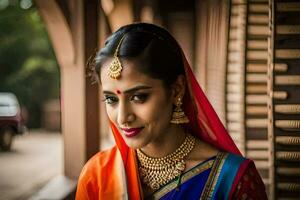 a beautiful indian bride in traditional attire. AI-Generated photo