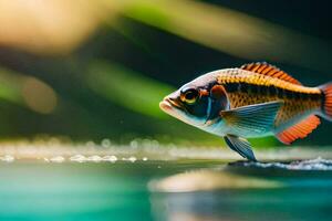 un pescado es nadando en el agua. generado por ai foto