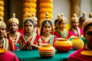 a group of women in traditional indian attire. AI-Generated photo