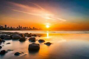 el ciudad de oro costa, Australia. generado por ai foto