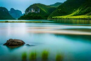 the beautiful landscape of the lake in vietnam. AI-Generated photo