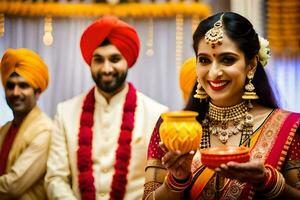 indio Boda en nuevo York ciudad. generado por ai foto