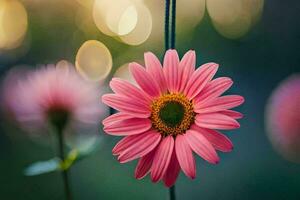 pink flower with a bokeh background. AI-Generated photo